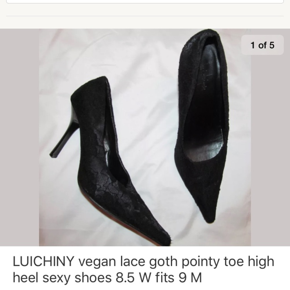LUICHINY lace brocade pointy toe pumps shoes 8.5W